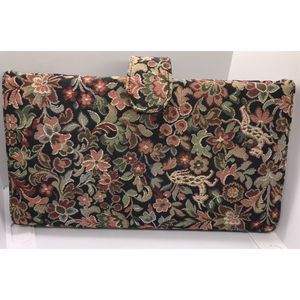 Vintage Bienen-Davis Tapestry Opera Clutch Multi Compartments  Kiss/Snap Locks